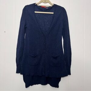A Bientot 100% Cashmere Navy Long Cashmere Sweater Button Front Women's S/M